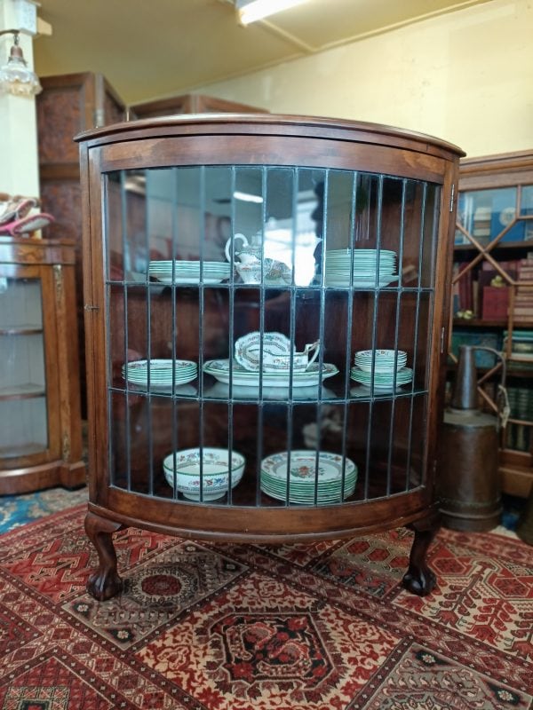 Mahogany leadlight corner cabinet