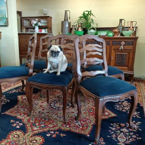 Six French oak dining chairs