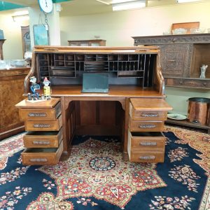 Oak and walnut Rolltop desk