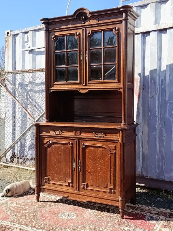 Tall French oak bookcase - Image 8