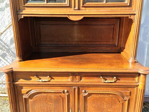 Tall French oak bookcase - Image 7