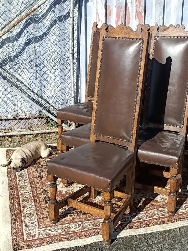 A set of ten oak dining chairs - Image 6