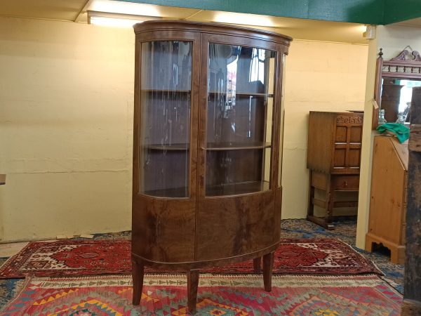 Walnut and Burr convex display cabinet - Image 12