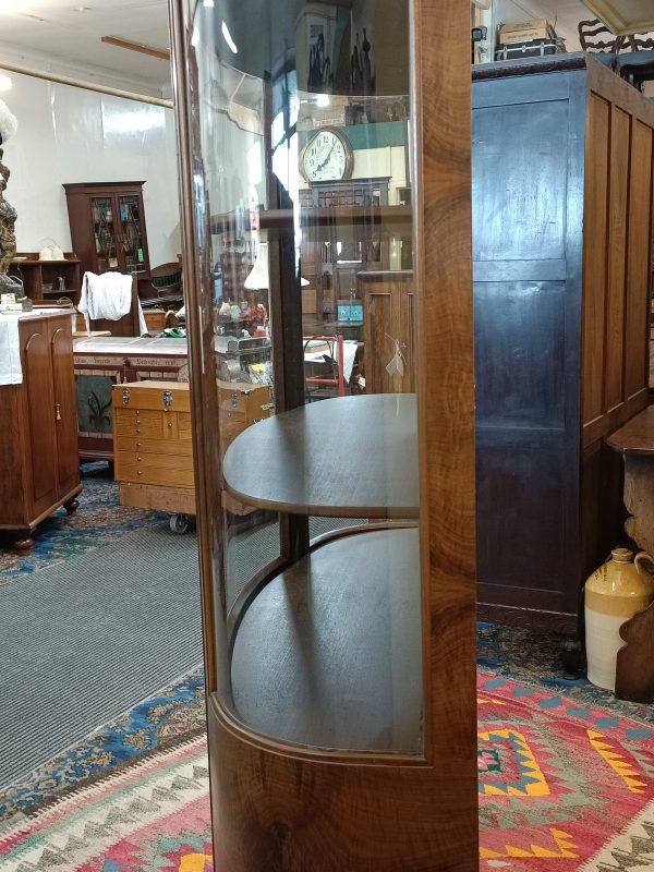 Walnut and Burr convex display cabinet - Image 14
