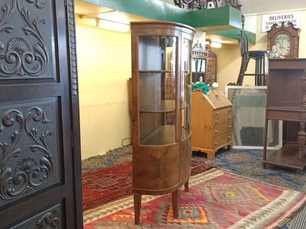 Walnut and Burr convex display cabinet - Image 13