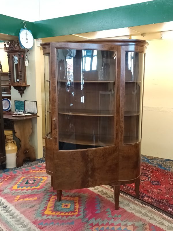 Walnut and Burr convex display cabinet - Image 6