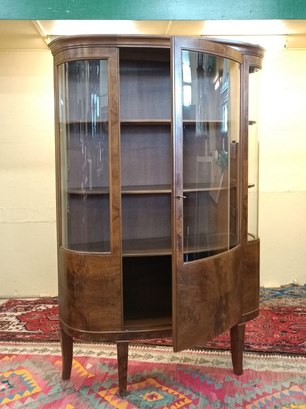 Walnut and Burr convex display cabinet - Image 5