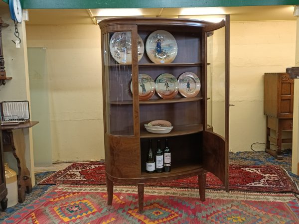 Walnut and Burr convex display cabinet - Image 2
