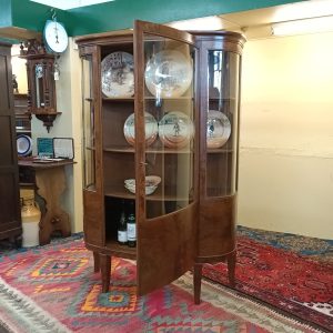 Walnut and Burr convex display cabinet