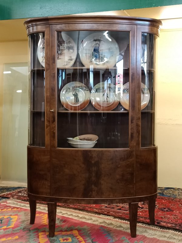 Walnut and Burr convex display cabinet - Image 9