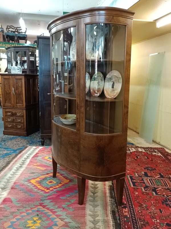 Walnut and Burr convex display cabinet - Image 10