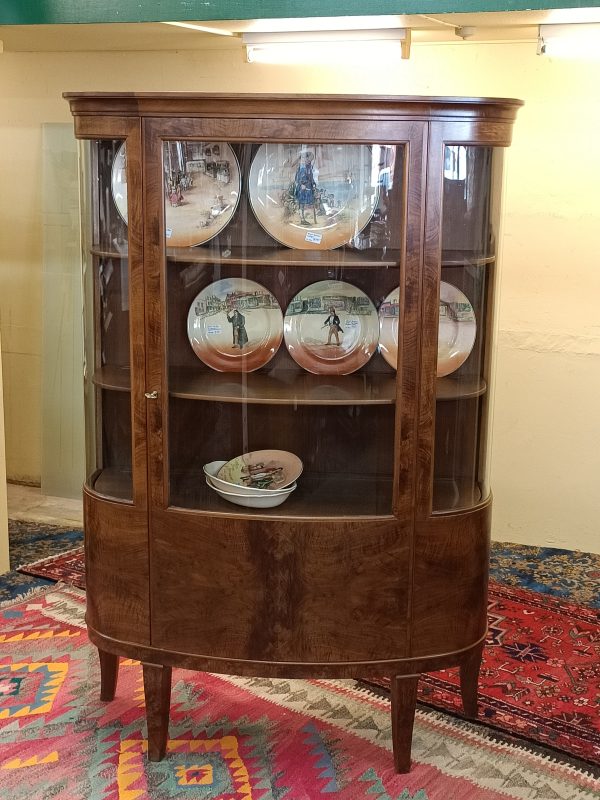 Walnut and Burr convex display cabinet - Image 8
