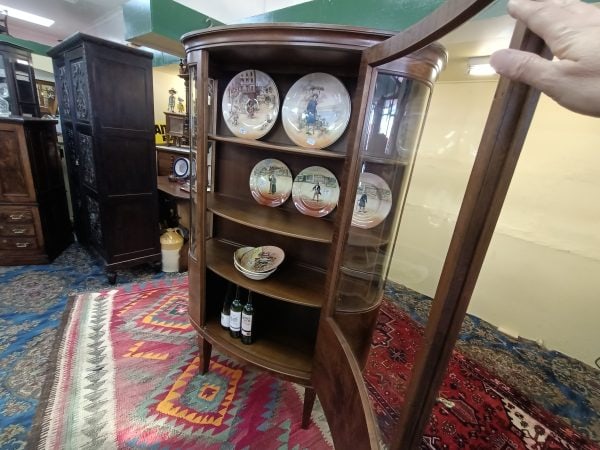 Walnut and Burr convex display cabinet - Image 3