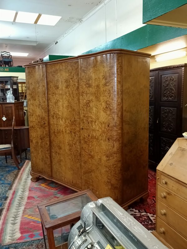 Burr Walnut Wardrobe, a three bay - Image 3