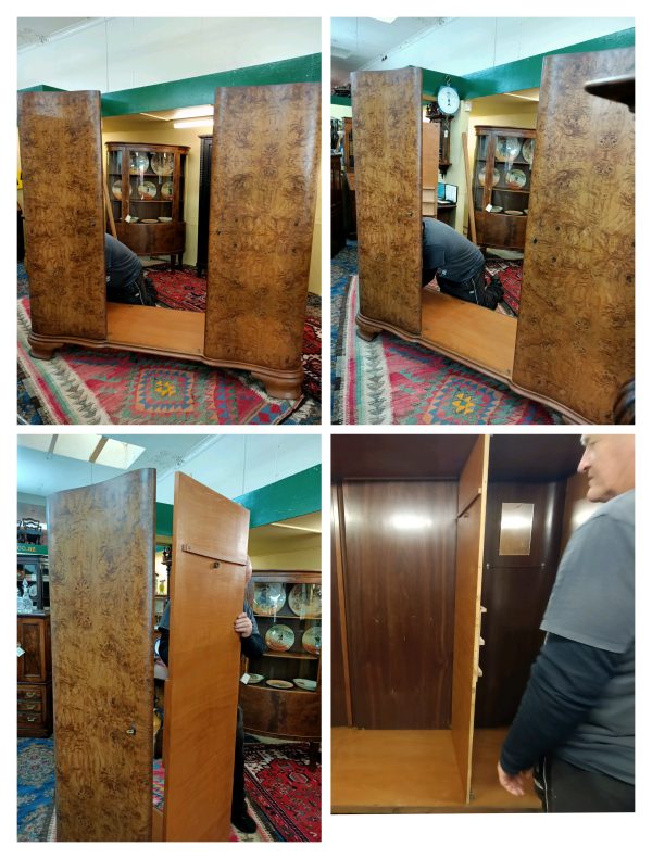 Burr Walnut Wardrobe, a three bay - Image 13