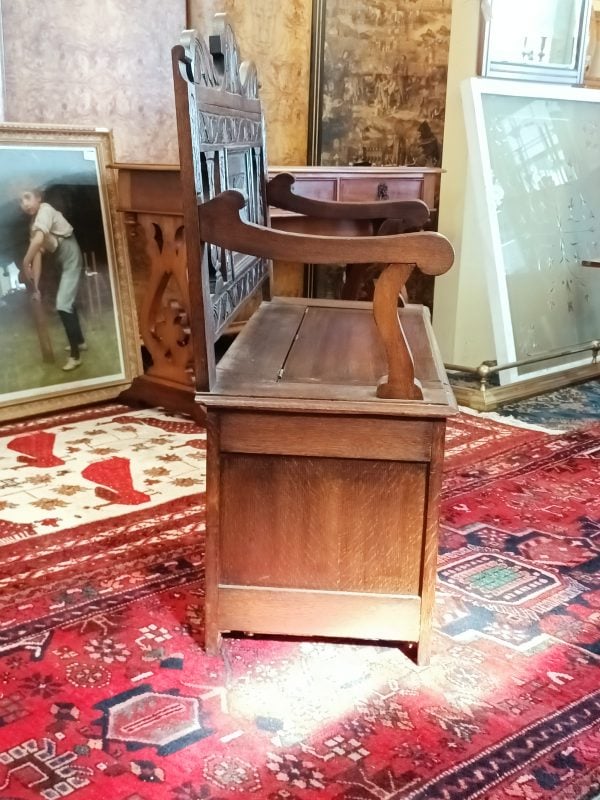 Carved Oak Settle - Image 5