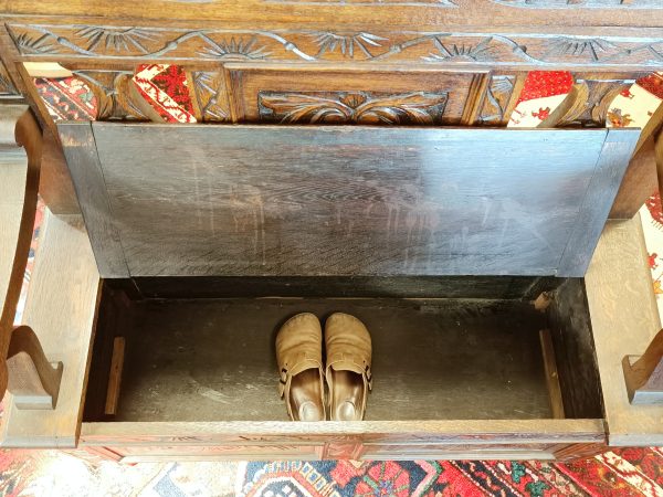 Carved Oak Settle - Image 8