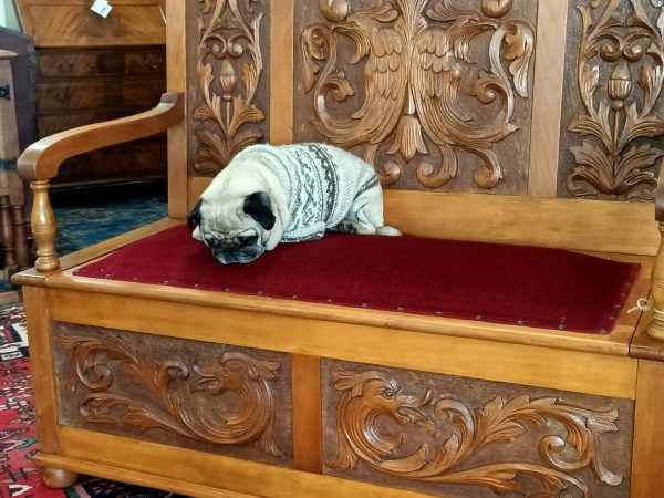 Carved Kauri box Settle - Image 6