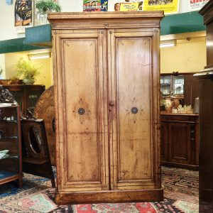 Two Bay folkpainted pine wardrobe