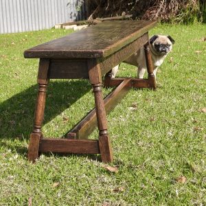 Long oak bench stool