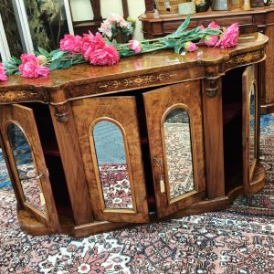 Burr Walnut and Grain-painted Credenza